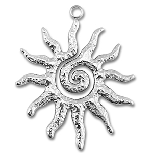 Breloques en acier Inox soleil Argent&eacute;