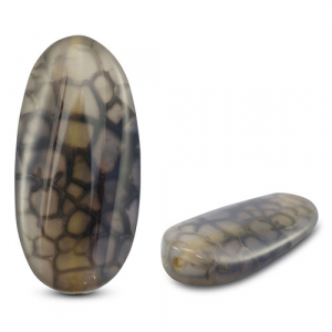 Pierres naturelles perles Quartz ovale craquel&eacute; Transparent gris-marron