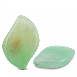 Pierres naturelles perles Quartz feuille craquel&eacute; Transparent vert clair