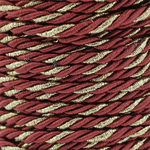 Cordon tendance torsad&eacute; 3mm Rouge chaud-dor&eacute;