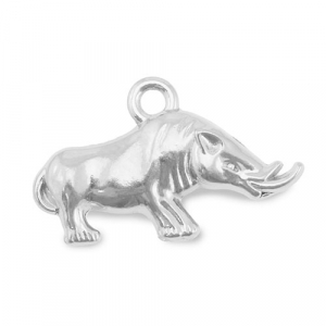 Breloques en acier Inox rhinoc&eacute;ros Argent&eacute;