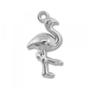 Breloques en acier Inox flamant Argent&eacute;