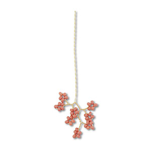 Pendentifs en perles de verre fleur Dor&eacute;-rose mauve