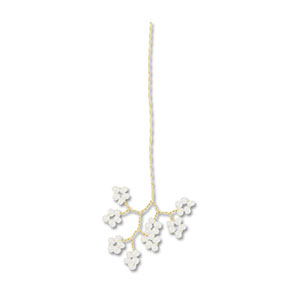 Pendentifs en perles de verre fleur Dor&eacute;-blanc