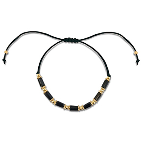 Cha&icirc;nes de cheville tendance perles mixtes Noir-dor&eacute;