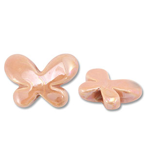 Perles en c&eacute;ramique DQ grecque papillon P&ecirc;che corail