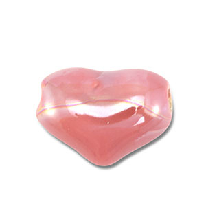 Perles en c&eacute;ramique DQ grecque c&oelig;ur Rose mauve