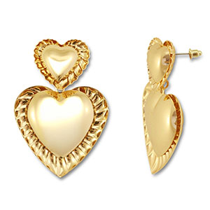 Boucles d'oreilles accroche-regard c&oelig;ur Dor&eacute;