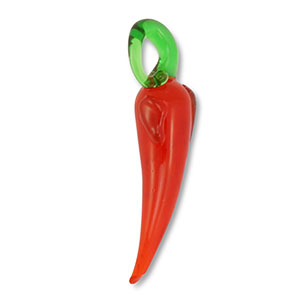 Breloques en verre piment Rouge-vert