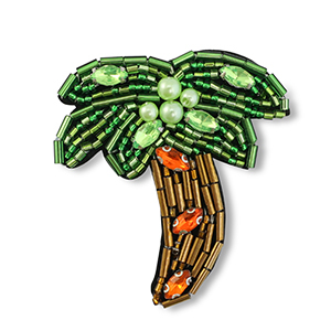 Broches palmier Vert multicolore-marron-orange
