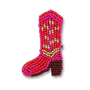 Broches botte de cow-boy Rose-rouge-dor&eacute;