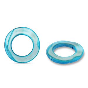 Perles coquillage 20mm rond Bleu