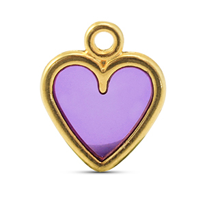 Breloques en m&eacute;tal DQ c&oelig;ur Violet-Dor&eacute; (sans nickel)