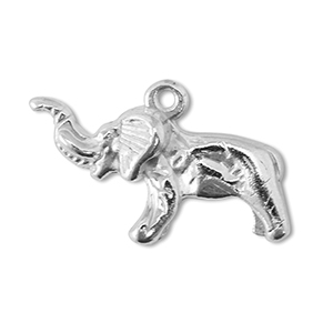 Breloques en m&eacute;tal DQ &eacute;l&eacute;phant Argent&eacute; antique (sans nickel)