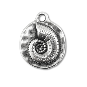 Breloques en m&eacute;tal DQ coquille Argent&eacute; antique (sans nickel)