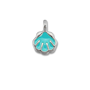Breloques en m&eacute;tal DQ coquille Bleu turquoise-Argent&eacute; antique (sans nickel)