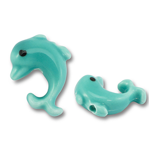 Perles en c&eacute;ramique dauphin Turquoise