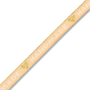 BY31&reg; Ruban texte "Handmade" Marron beige-blanc-dor&eacute;