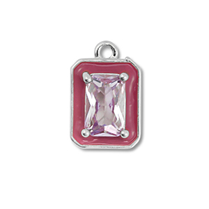 M&eacute;tal TQ laiton breloques rectangle Argent&eacute;-violet
