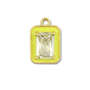 M&eacute;tal TQ laiton breloques rectangle Dor&eacute;-jaune n&eacute;on-jaune clair