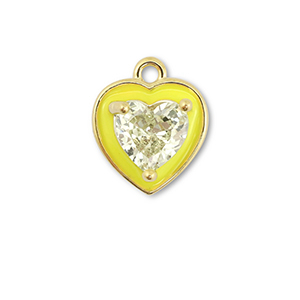 M&eacute;tal TQ laiton breloques coeur Dor&eacute;-jaune n&eacute;on-jaune clair