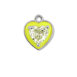 M&eacute;tal TQ laiton breloques coeur Argent&eacute;-jaune n&eacute;on-jaune clair