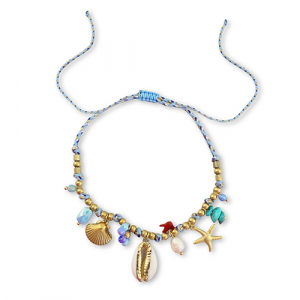 Bracelets en acier Inox avec breloque vie marine Dor&eacute;-multicolore