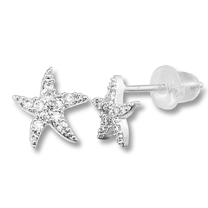M&eacute;tal TQ laiton boucles d'oreilles / puces d&rsquo;oreilles &eacute;toile de mer Argent&eacute;-transparent