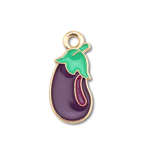 Breloques en m&eacute;tal &eacute;maill&eacute;e aubergine Dor&eacute;-violet fonc&eacute;-vert