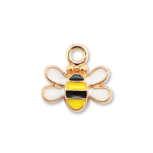 Breloques en m&eacute;tal &eacute;maill&eacute;e abeille Dor&eacute;-jaune-noir