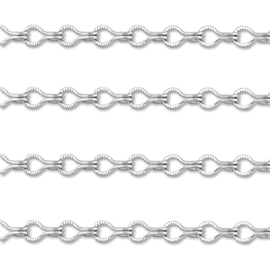 Appr&ecirc;ts en acier Inox cha&icirc;ne maille jaseron en forme de goutte Argent&eacute;