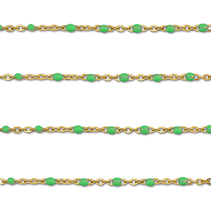 Appr&ecirc;ts en acier Inox cha&icirc;ne maille jaseron 1mm Dor&eacute;-vert
