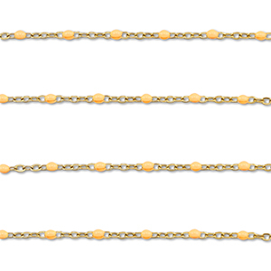Appr&ecirc;ts en acier Inox cha&icirc;ne maille jaseron 1mm Dor&eacute;-orange p&ecirc;che