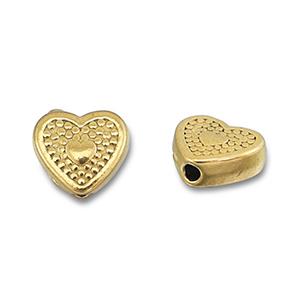 Perles en acier Inox coeur Dor&eacute;