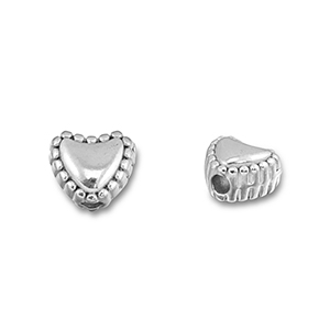Perles en acier Inox coeur Argent&eacute;