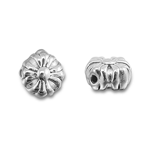 Perles en acier Inox fleur Argent&eacute;