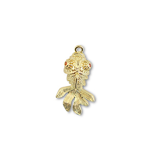 M&eacute;tal TQ laiton breloques poisson Dor&eacute;-orange