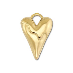 Breloques en acier Inox coeur Dor&eacute;