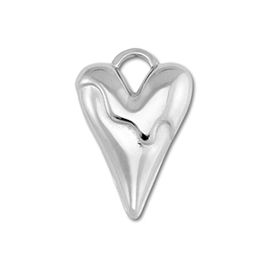 Breloques en acier Inox coeur Argent&eacute;
