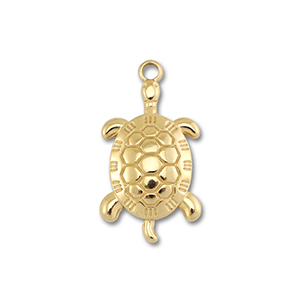 Breloques en acier Inox tortue Dor&eacute;