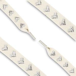 Lacet pour chaussure tendance avec c&oelig;ur Blanc cass&eacute;-argent&eacute;