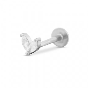 Piercing d&rsquo;oreilles en acier Inox feuille Argent&eacute;