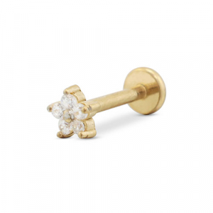 Piercing d&rsquo;oreilles en acier Inox fleur Dor&eacute;