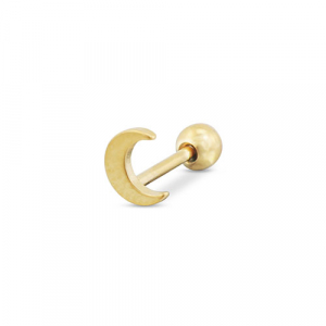 Piercing d&rsquo;oreilles en acier Inox lune Dor&eacute;
