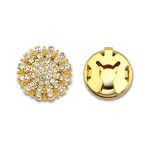 Cache-boutons en laiton Eco-brass&reg; zirconium soleil Dor&eacute;-cristal