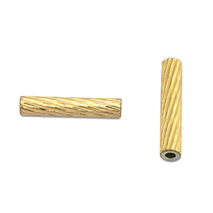 Perles en acier Inox tubes 10mm Dor&eacute;