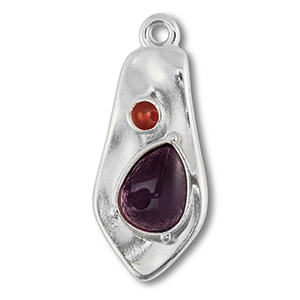 Breloques en m&eacute;tal DQ irr&eacute;gulier Argent&eacute; antique (sans nickel)-violet-rouge
