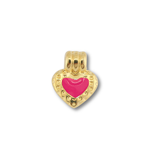 Breloques en m&eacute;tal DQ c&oelig;ur Dor&eacute; (sans nickel)-magenta