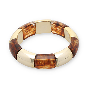 Bracelets en r&eacute;sine Dor&eacute;-transparent marron ambre