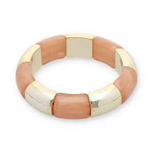 Bracelets en r&eacute;sine Dor&eacute;-rose terracotta